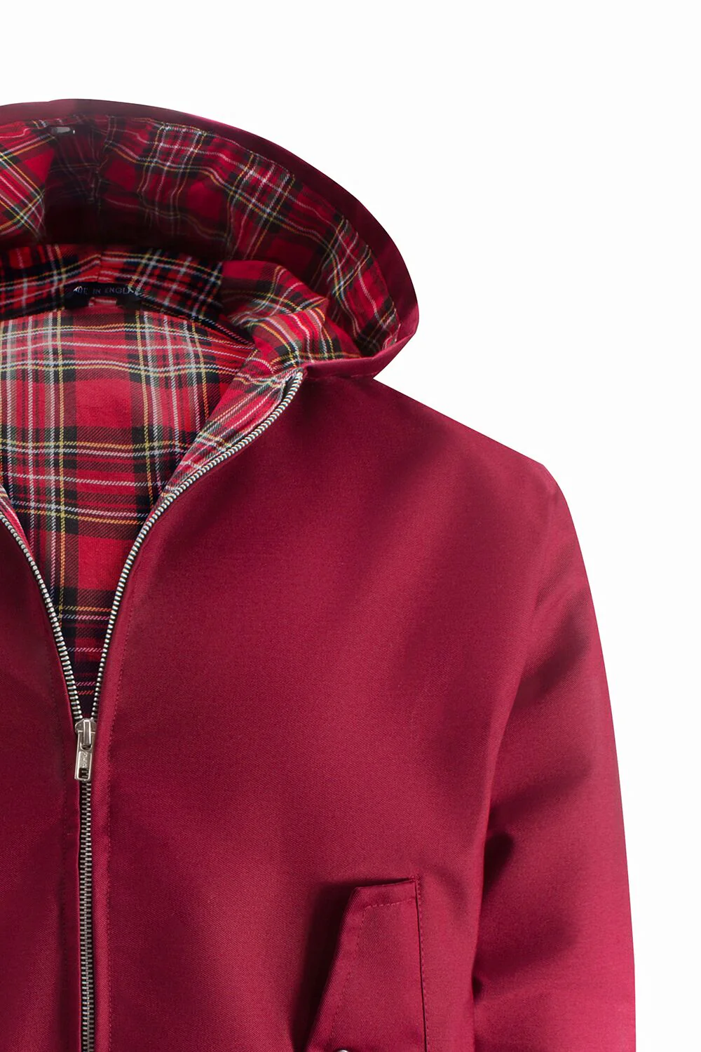 Mens Hooded Harrington Jacket - Burgundy - Image 3