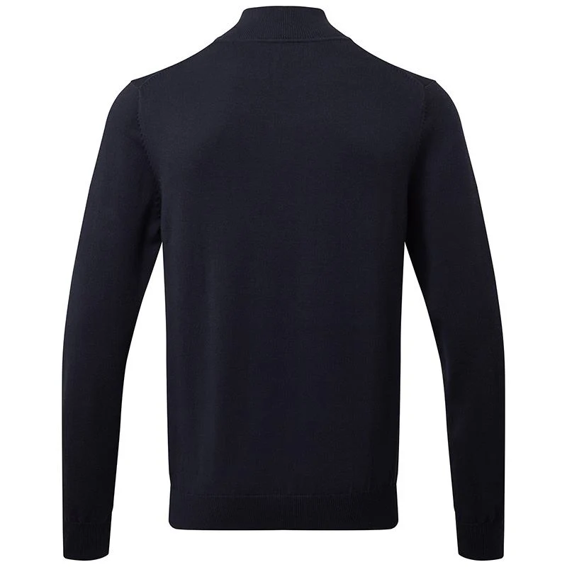 Mens Cotton Blend ¼ Zip Sweater - Navy - Image 3