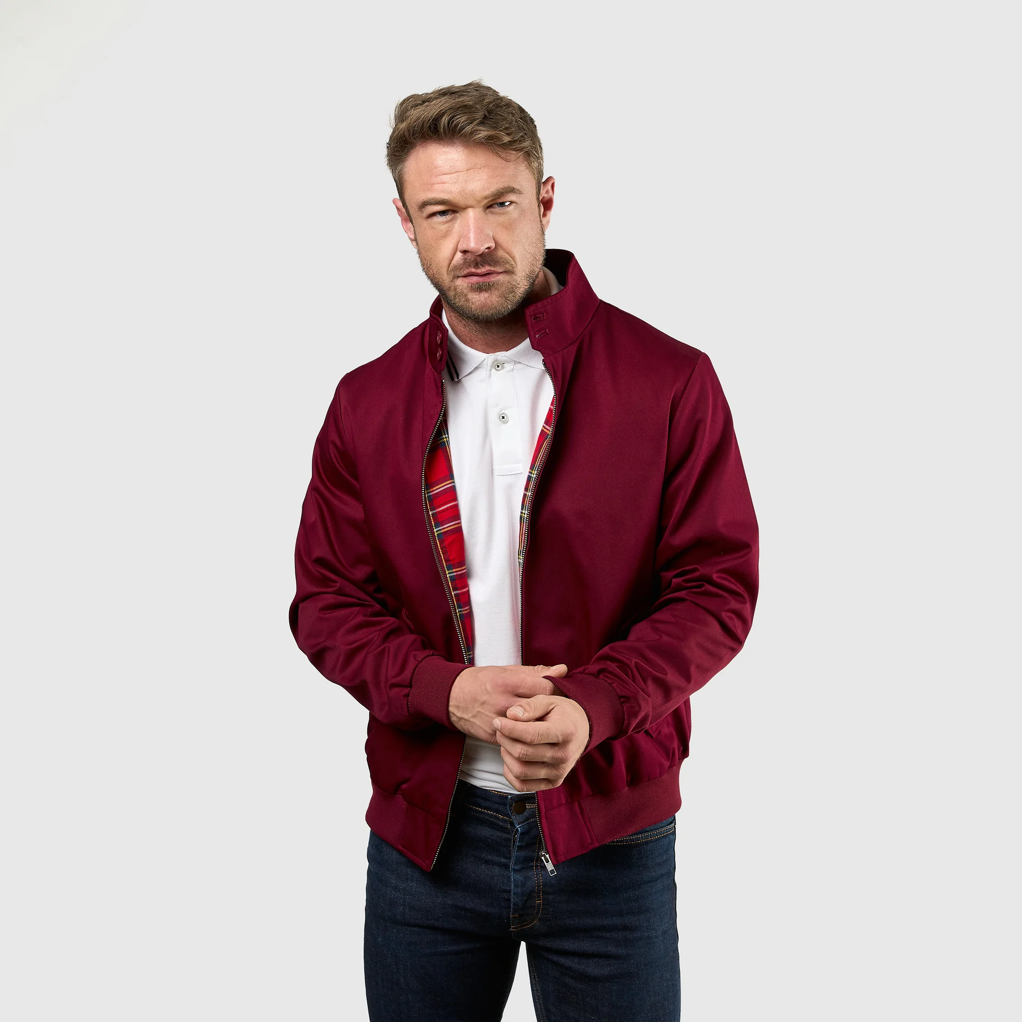 Mens Signature Harrington Jacket - Wine - Image 7