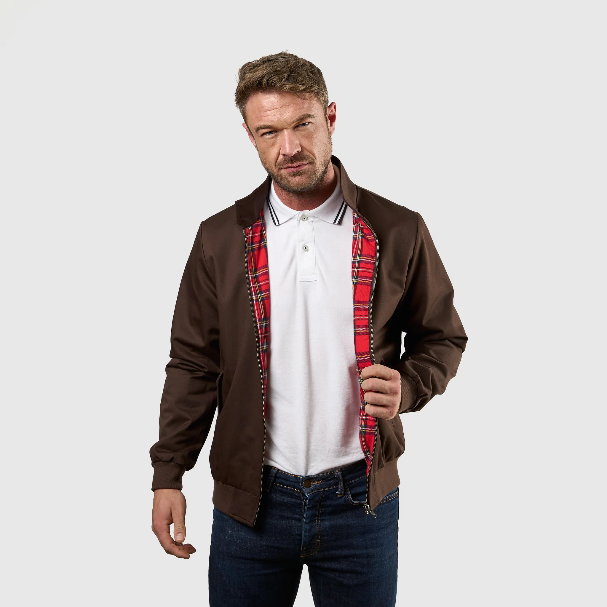 Mens Signature Harrington Jacket - Brown - Image 11