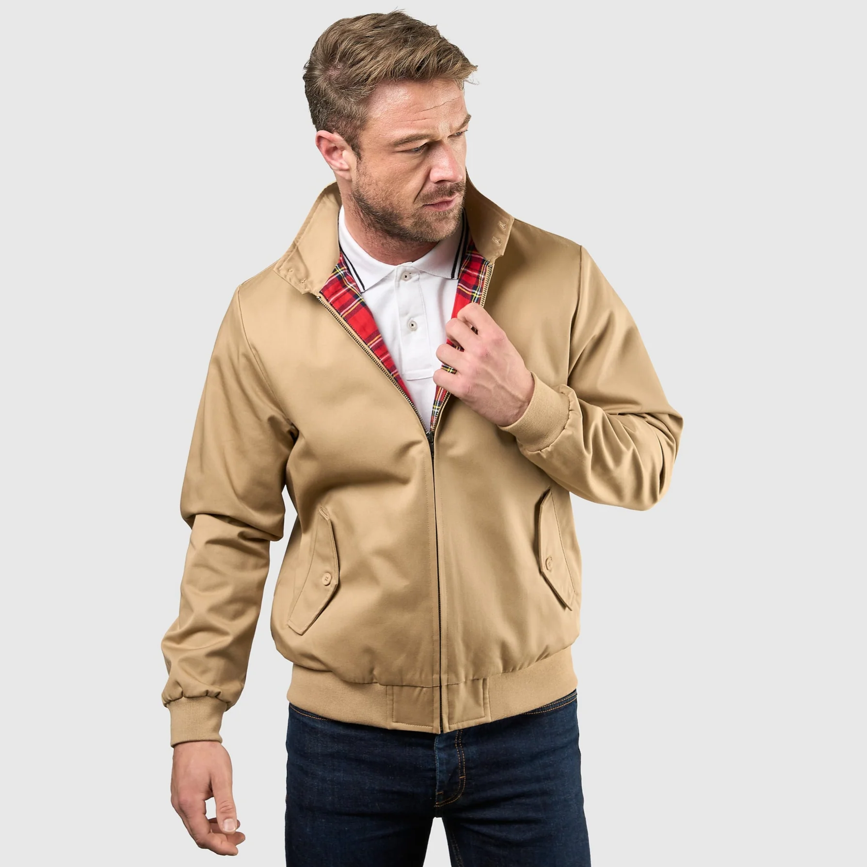 Mens Signature Harrington Jacket - Camel - Image 7