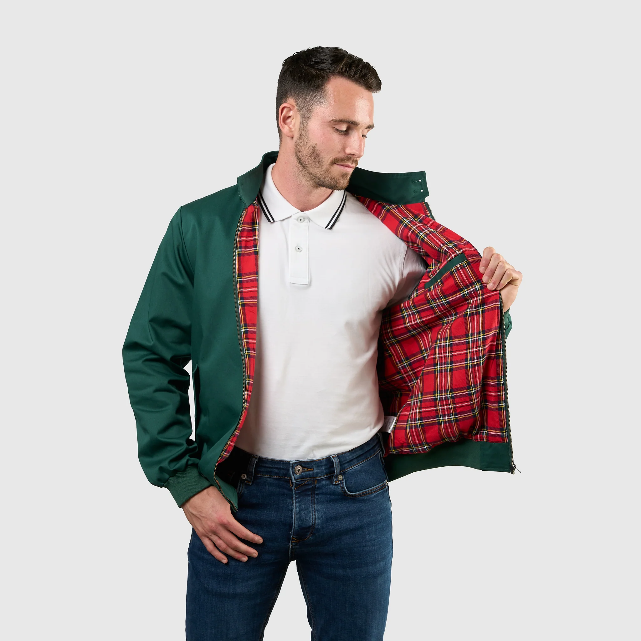Mens Signature Harrington Jacket - Green - Image 6