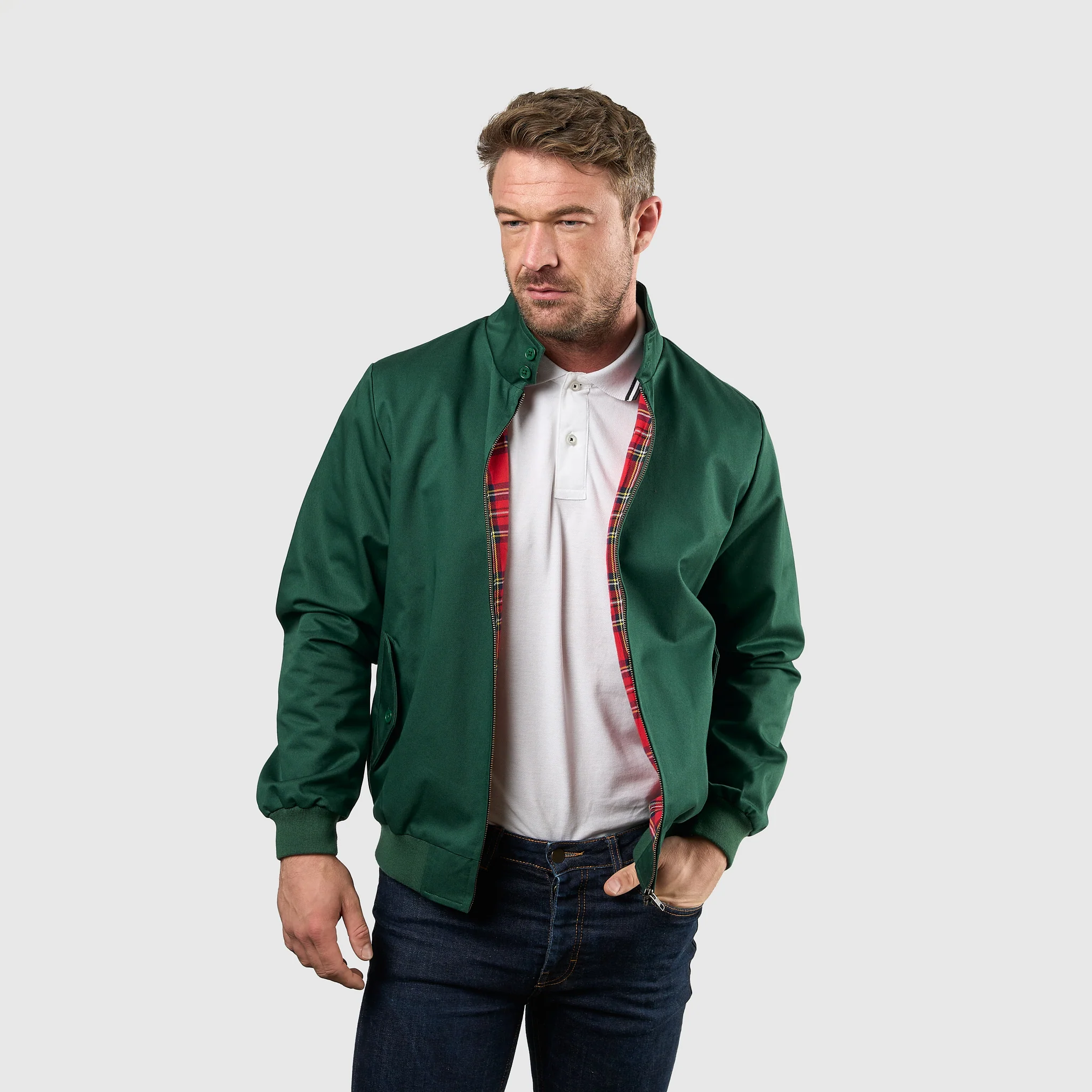 Mens Signature Harrington Jacket - Green - Image 7