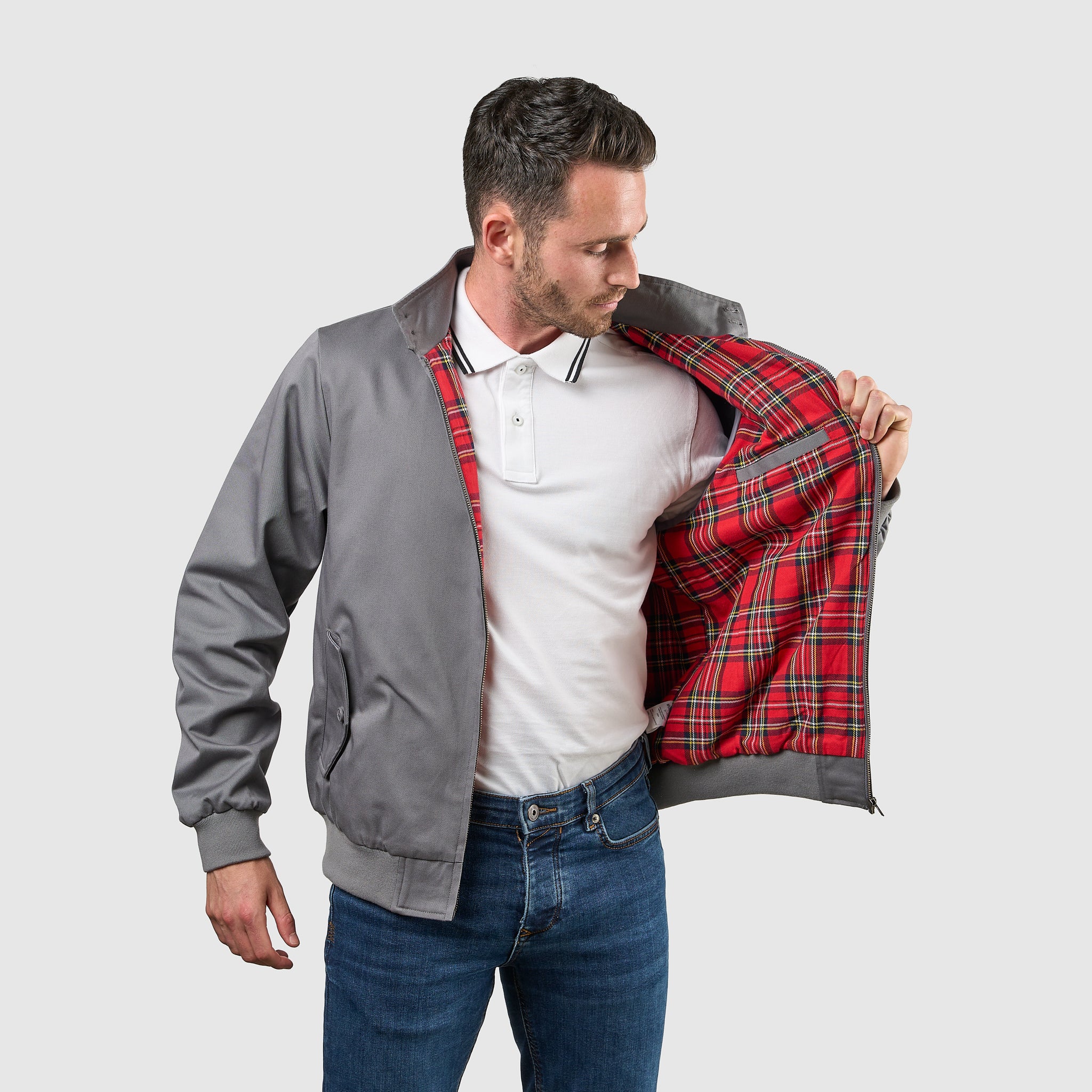 Mens Signature Harrington Jacket - Grey - Image 6