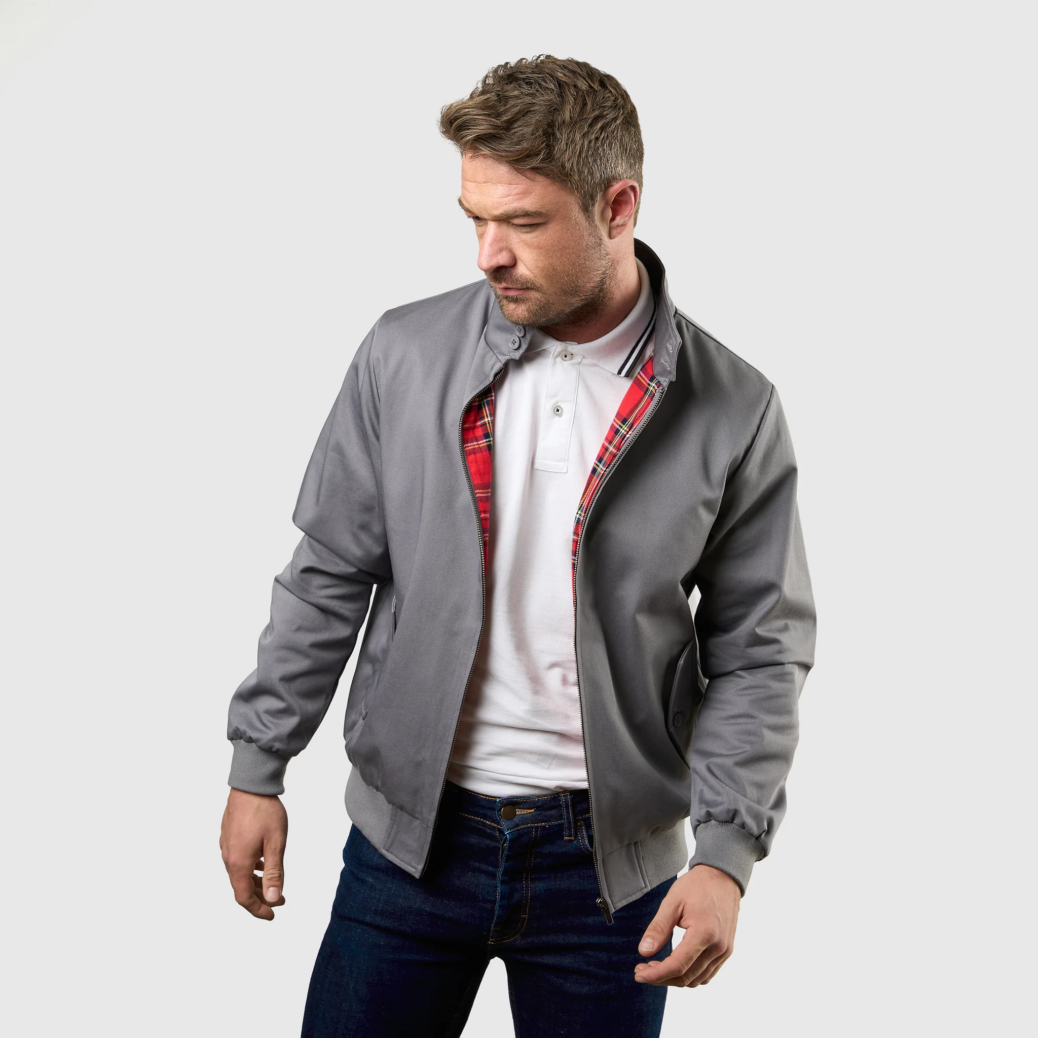 Mens Signature Harrington Jacket - Grey - Image 8