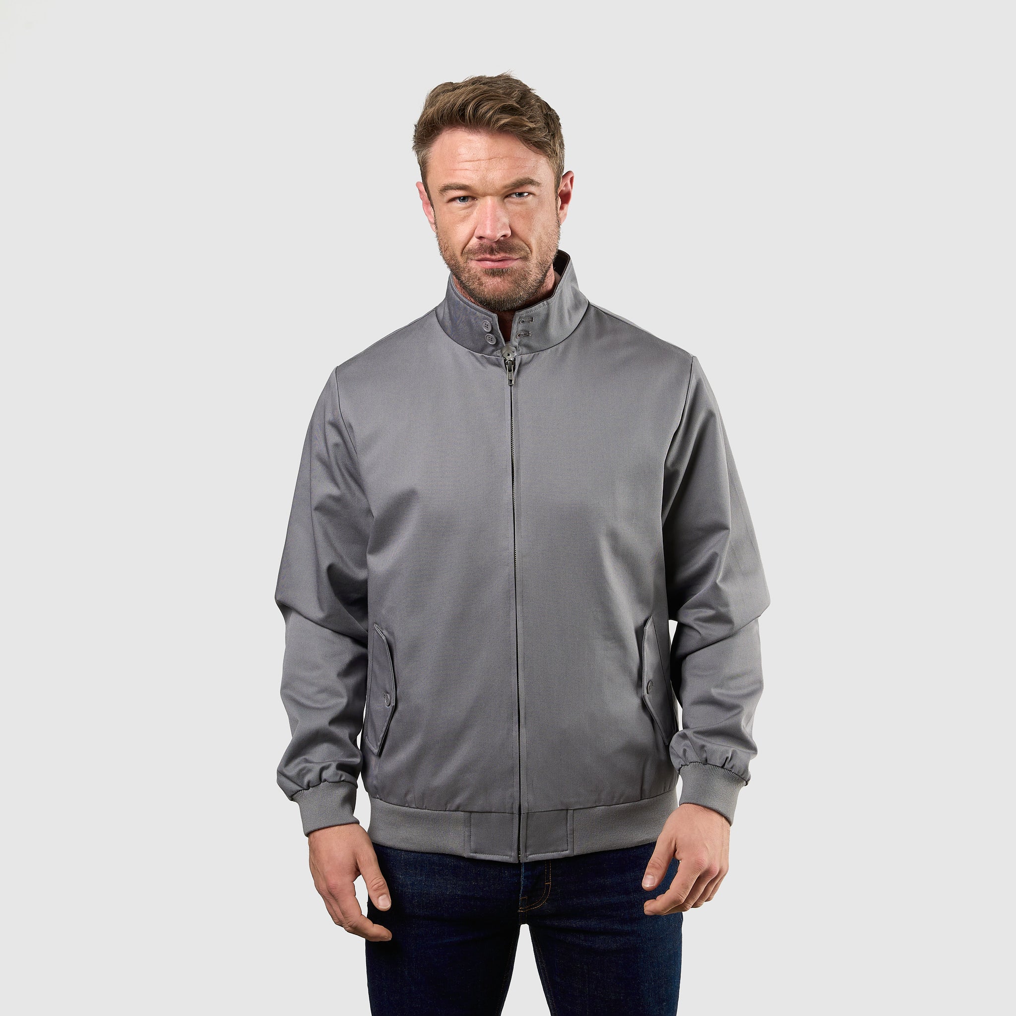 Mens Signature Harrington Jacket - Grey - Image 9