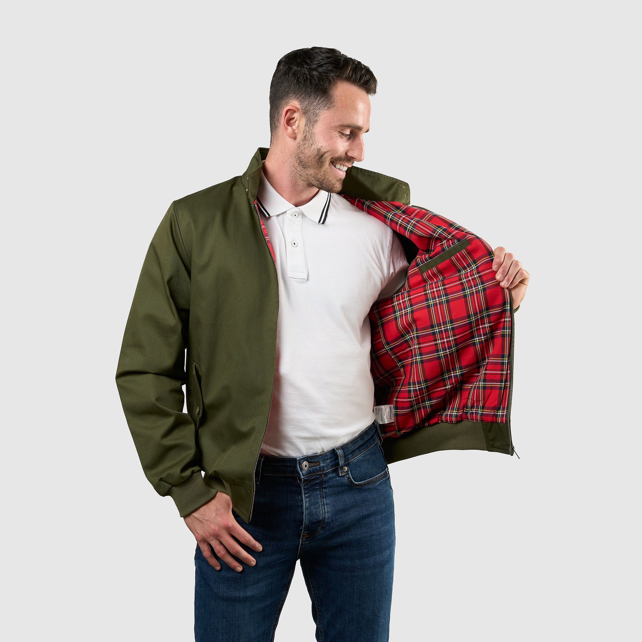Mens Signature Harrington Jacket - Olive - Image 6