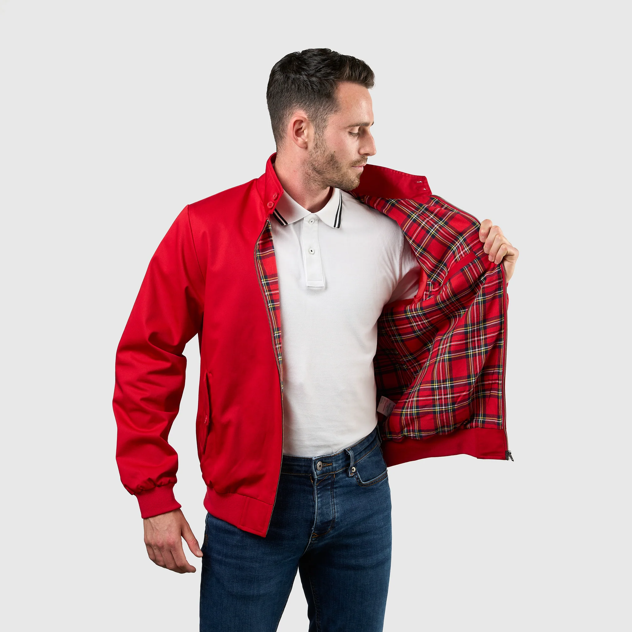 Mens Signature Harrington Jacket - Red - Image 6