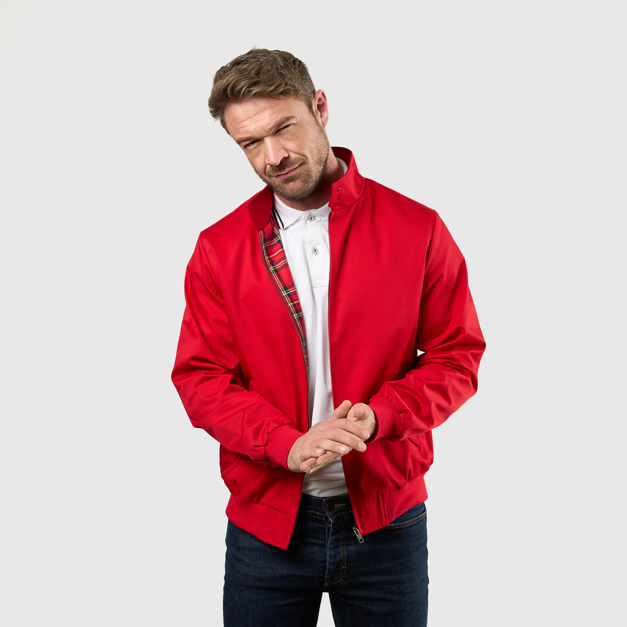 Mens Signature Harrington Jacket - Red - Image 7