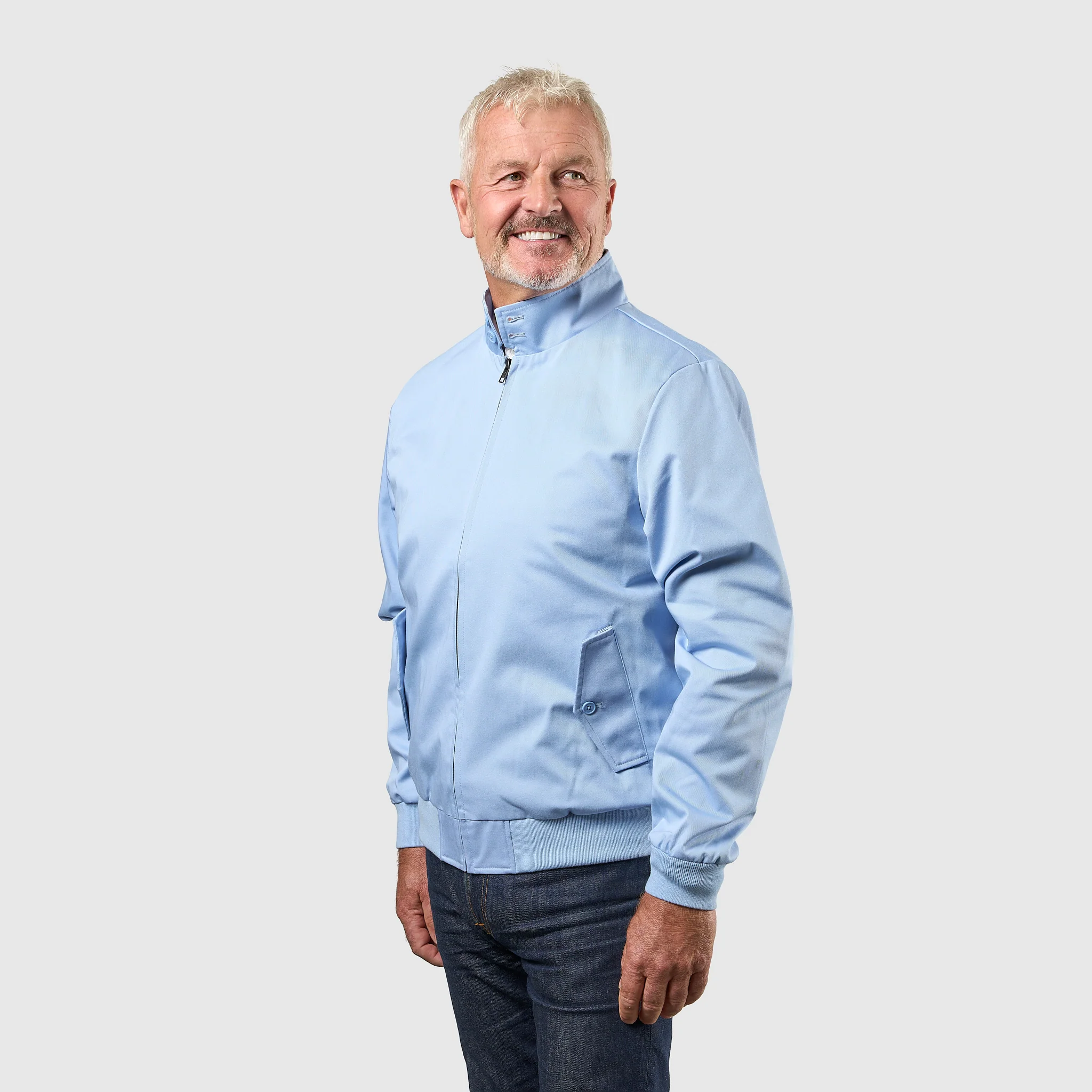 Mens Signature Harrington Jacket - Sky Blue - Image 11