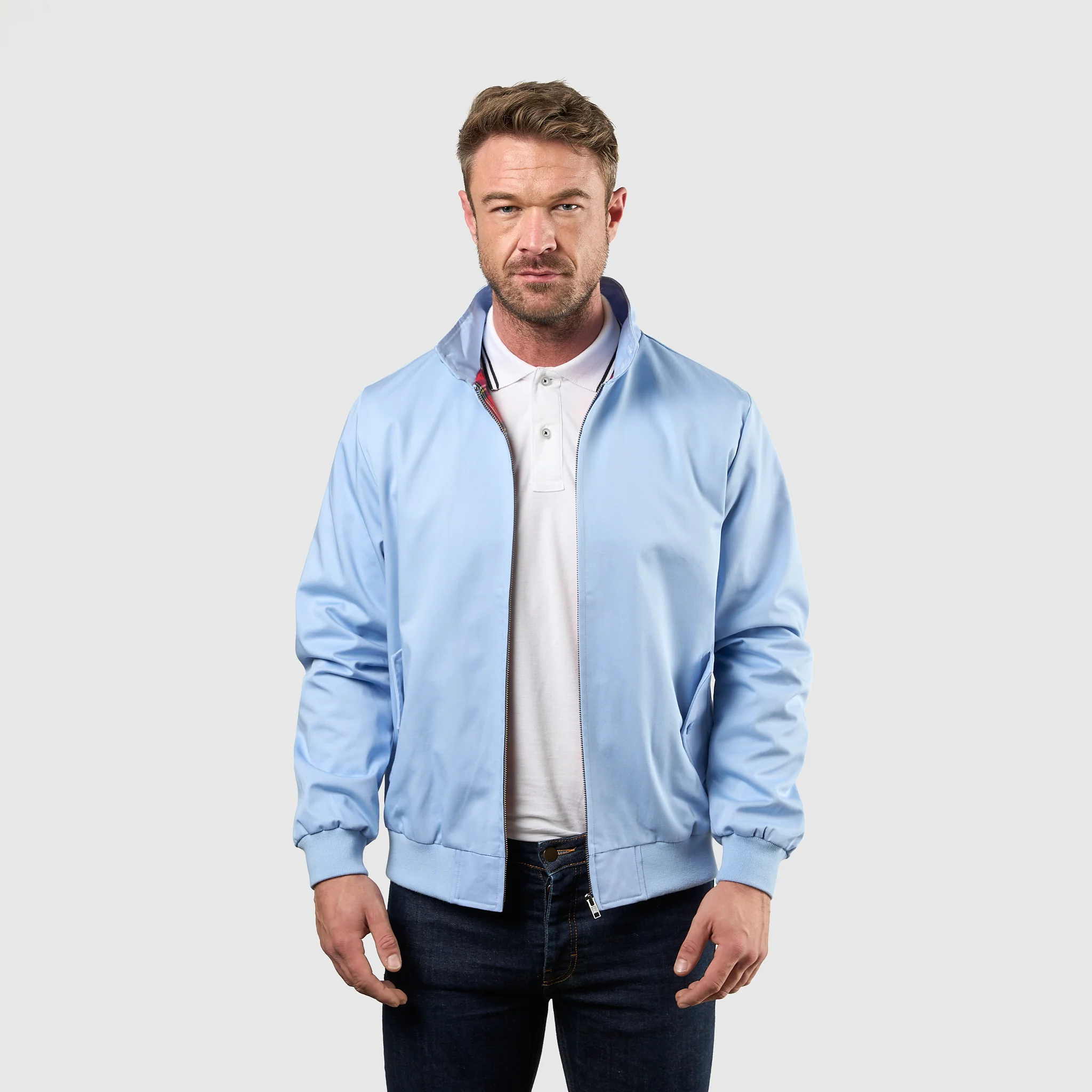 Mens Signature Harrington Jacket - Sky Blue - Image 9