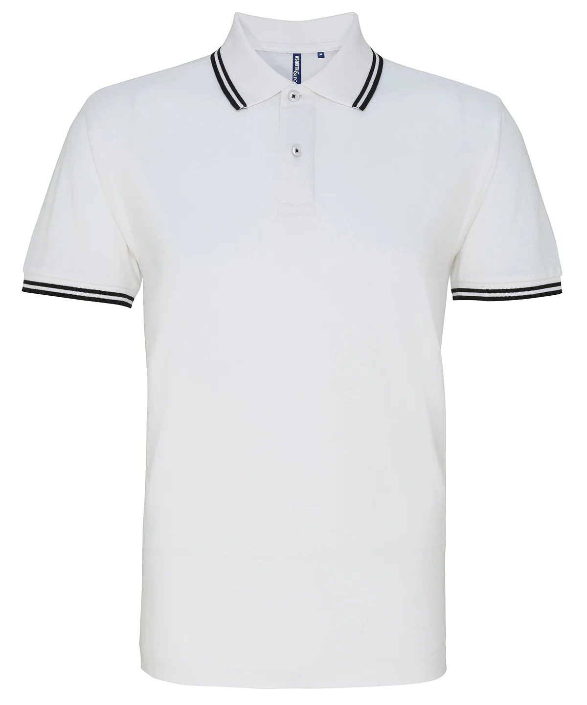 Mens Tipped Short Sleeve Polo Shirt - White/Black